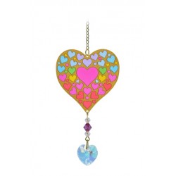 Heart of Hearts Romantic Hanging Crystal Sun-catcher With Gold Details & Glass - Rainbow Effects by Wild Things Gifts