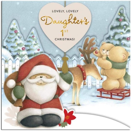 Forever Friends Lovely Daughter's 1st Christmas Keepsake Christmas Card