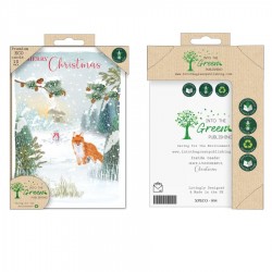 Into the Green Publishing 100% Plastic Free ECO Friendly Pack of 10 Xmas Christmas Cards with Envelopes (Curious Fox)
