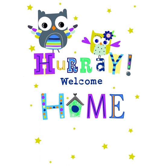 Hurray Welcome Home Foil Finish Owl Greeting Card By Cherry Orchard 