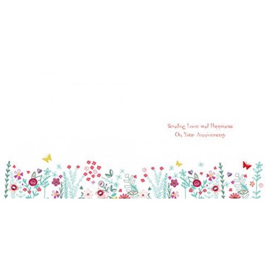 On Your Anniversary Love Birds Flowers and Butterflies Glitter Finish Greeting Card by Ooh La La, Cherry Orchard