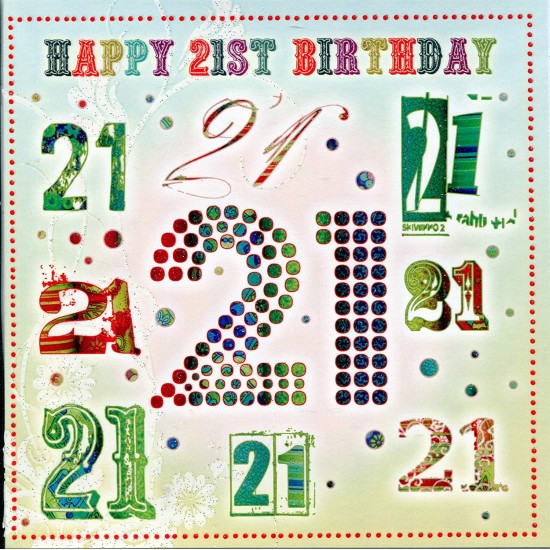 Happy 21st Glittered Unisex Birthday Card 