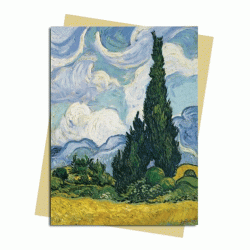 Wheat Field with Cypresses  by Van Gogh Premium Foil Finish Blank Greeting Card