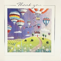 Up Up And Away Air Balloons - Thank You Notecards Luxury Foil Finish Pack of 5 Cards and Envelopes