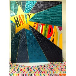 Happy Birthday Star Blank Greeting Card- Emboss & Foil - Hunky Dory by Paper Salad (HD2009)
