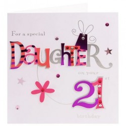 For a Special Daughter 21st Birthday Large Luxury 3D Handmade Card by Talking Pictures