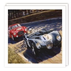 Classic Car Racing Coventry v Marenello by Stuart Booth Art Blank Greeting Card Tracks Publishing