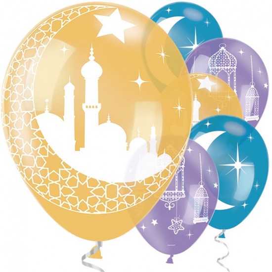Ramadan and Eid Theme 11" Latex Balloons Pack of 6