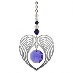 Angel Wing Heart - Amethyst February Birthstone Colour Suncatcher Keepsake - Embellished with Crystals from Swarovski®