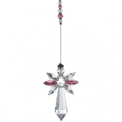 Large Hanging Crystal Guardian Angel Suncatcher Rainbow Maker DEEP ROSE - Embellished with Swarovski Crystals