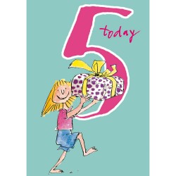 5 Today Girl 5th Birthday Card - Happy Present - By Quentin Blake