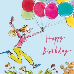 Happy Birthday Balloons Quentin Blake Fun Greeting Card by Woodmansterne 