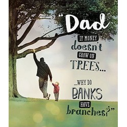 Dad If Money Doesn't Grow on Trees... Why Do Banks Have Branches? Fathers Day Humour Square UK Greetings Card 