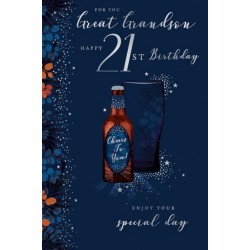 For You Great Grandson Happy 21st Birthday 21 Cheers To You Beer Silver Foil Greeting Card