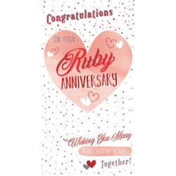 Congratulations On Your Ruby Anniversary Wishing You Many More Happy Years Together! Modern Red Foil Greeting Card by Kingfisher