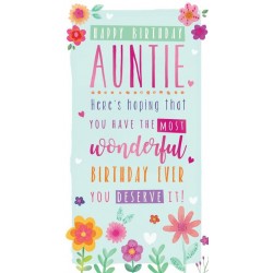 Happy Birthday Auntie Here's Hoping that You Have the Most Wonderful Birthday Ever You Deserve it! Floral Pink Foil Finish Greeting Card