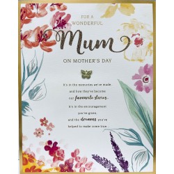 For A Wonderful Mum on Mother's Day Luxury Gold Large Square Floral UK Greetings Card