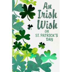 An Irish Wish on St' Patrick's Day Green Foil & Glitter Shamrocks Festive Card from UK Greetings